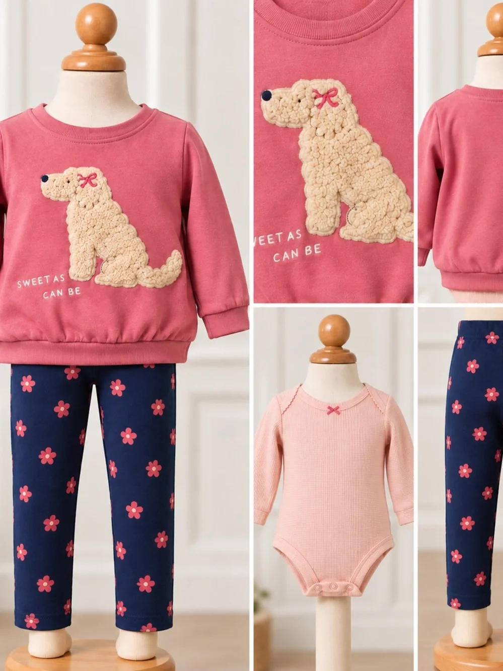 NWT Carter’s Baby Girl 3-Piece Puppy Outfit Set Pink Floral 6M